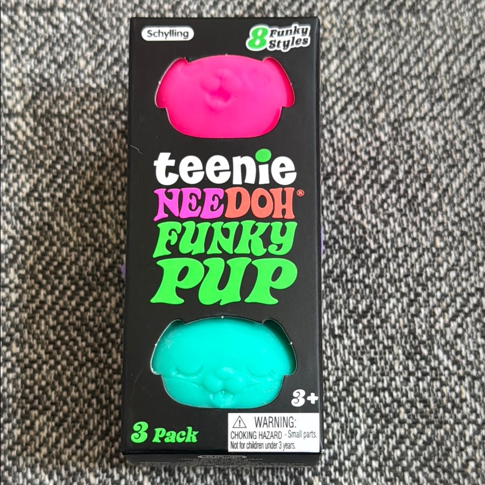 Teenie Needoh Funky Pup 3-Pack - Pink Teal Purple